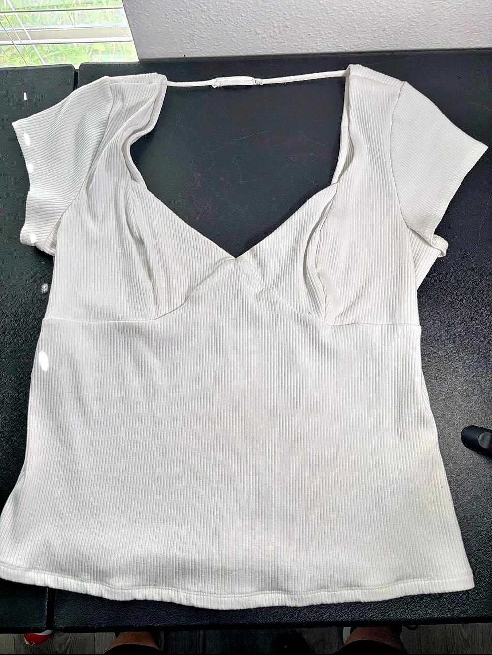 Guess Nataly Rib Knit Top White XL